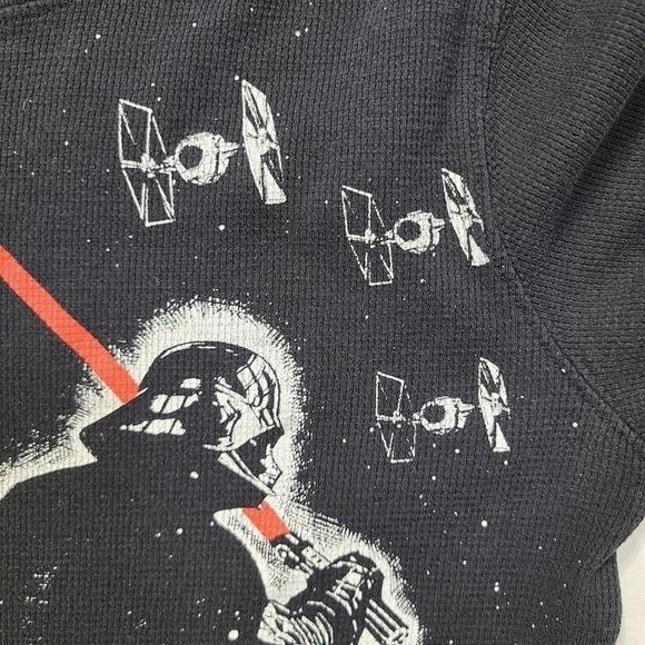 Star Wars Youth Long Sleeve Thermal Tee Black White Darth Vader Graphic, Medium - Picture 5 of 15